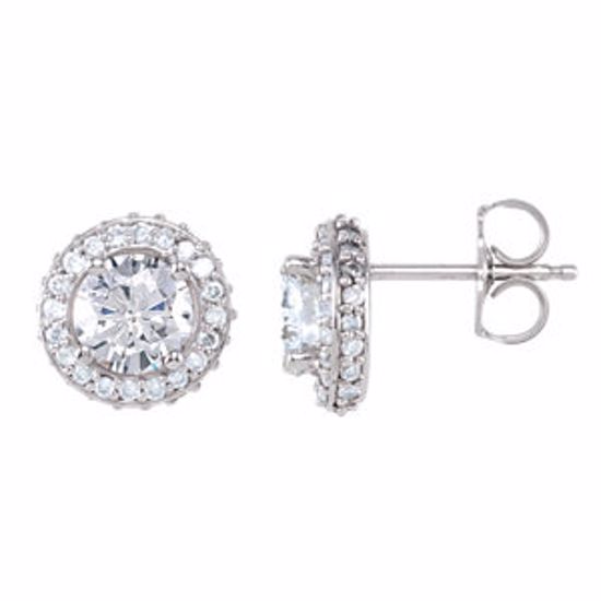 68602:70005:P 14kt White  Forever Brilliant® Moissanite & 3/8 CTW Diamond Earrings