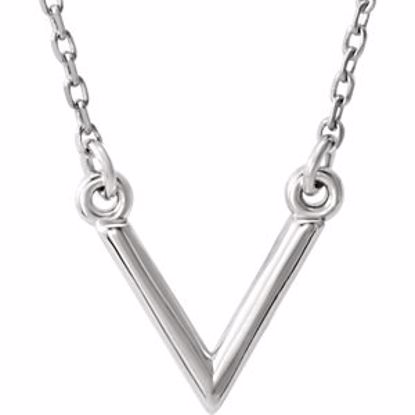 86321:1005:P Sterling Silver "V" 16.5" Necklace