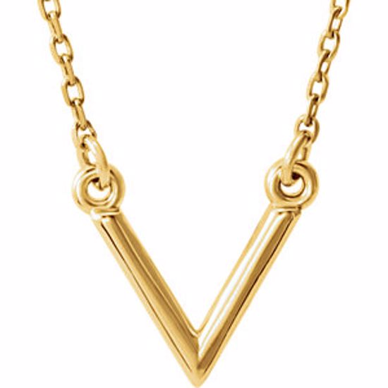 86321:1002:P 14kt Yellow "V" 16.5" Necklace