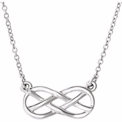 86312:101:P 14kt White Infinity-Style Knot Design 18" Necklace 