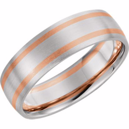 50073:101:P 14kt White & Rose 7mm Comfort Fit Band Size 8