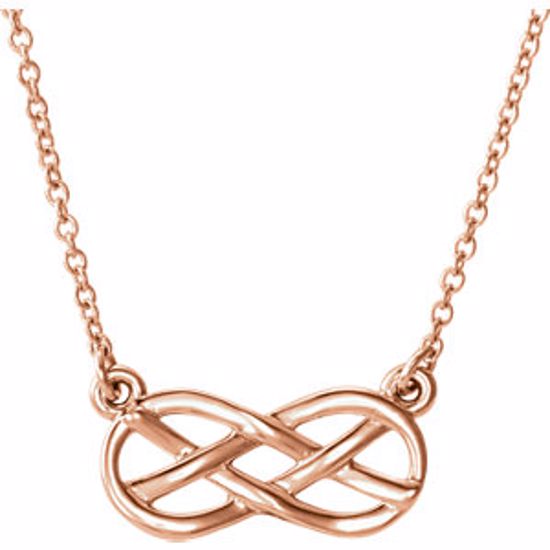 86312:103:P 14kt Rose Infinity-Style Knot Design 18" Necklace 