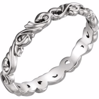 51579:406:P Platinum 3mm Sculptural Scroll Design Band Size 6