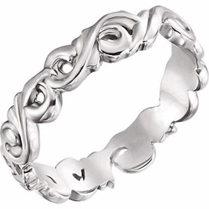 51579:806:P Platinum 5mm Sculptural Scroll Design Band Size 6