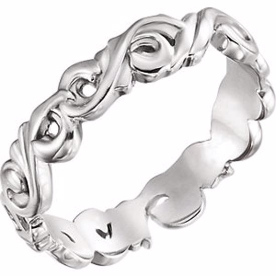51579:806:P Platinum 5mm Sculptural Scroll Design Band Size 6