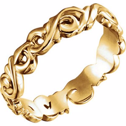 51579:607:P 14kt Yellow 5mm Sculptural Scroll Design Band Size 7
