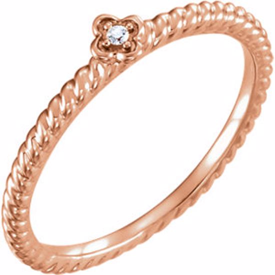 652125:60002:P 14kt Rose .01 CTW Diamond Stackable Ring