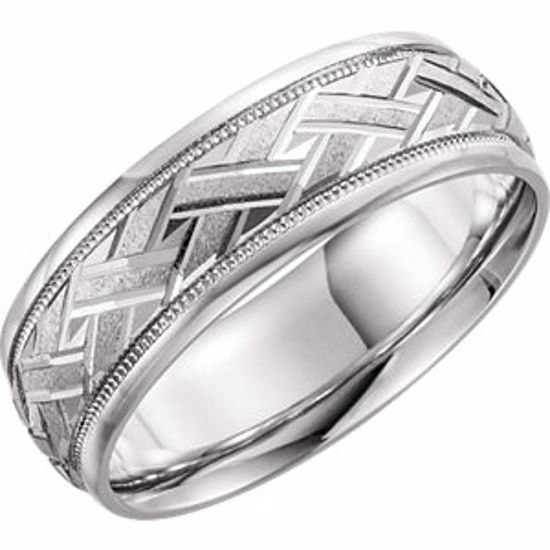 50679:60047:P Platinum 7mm Comfort Fit Design Band Size 7.5
