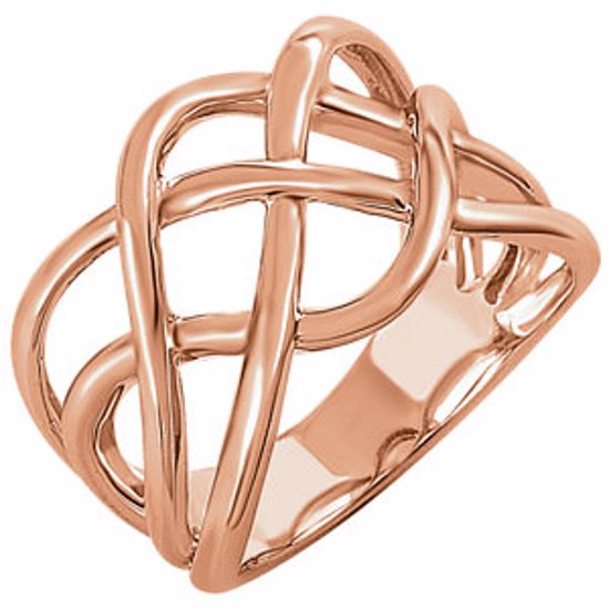 652120:60002:P 14kt Rose Criss-cross Ring