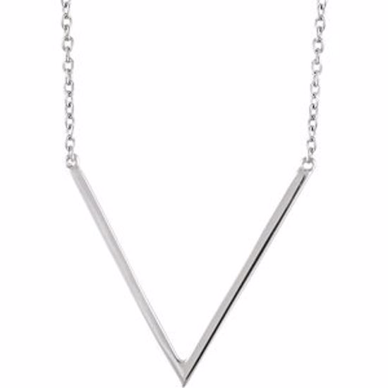 652132:60001:P 14kt White "V" 16-18" Necklace 