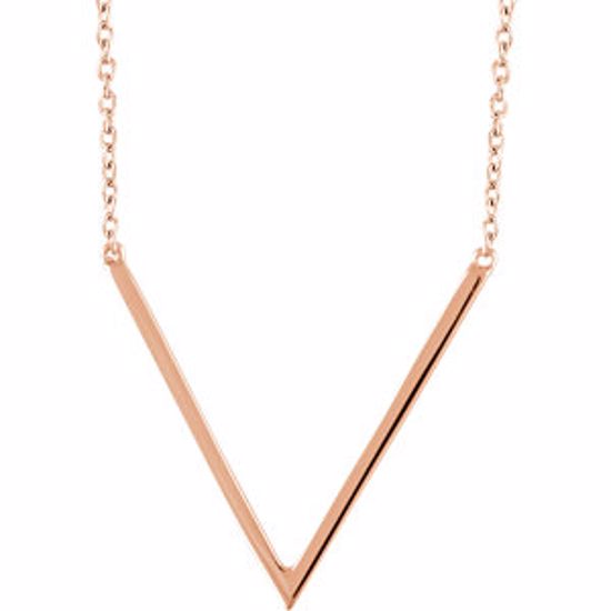 652132:60002:P 14kt Rose "V" 16-18" Necklace 