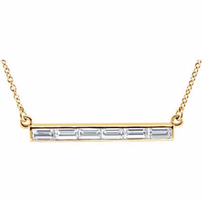 86361:6001:P 14kt Yellow 3/4 CTW Diamond 17" Bar Necklace