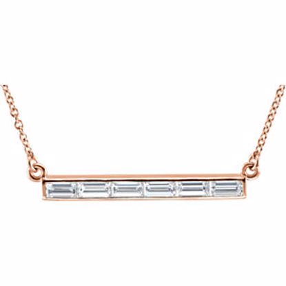 86361:6002:P 14kt Rose 3/4 CTW Diamond 17" Bar Necklace