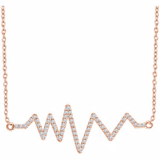 652146:60002:P 14kt Rose 1/6 CTW Diamond Heartbeat 16-18" Necklace