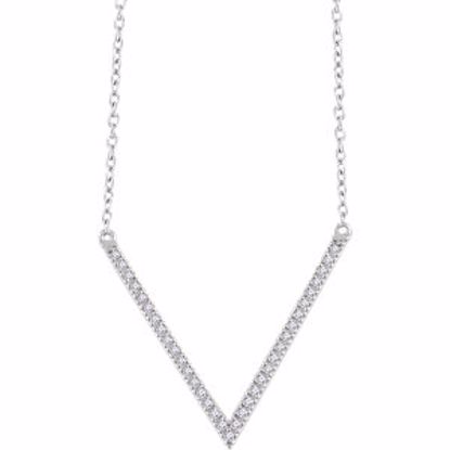 652147:60001:P 14kt White 1/6 CTW Diamond "V" 16-18" Necklace