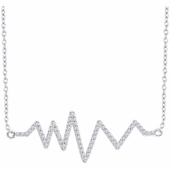 652146:60001:P 14kt White 1/6 CTW Diamond Heartbeat 16-18" Necklace