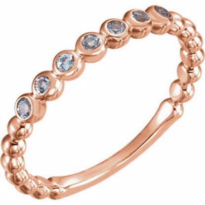 71813:602:P 14kt Rose Aquamarine Stackable Ring 