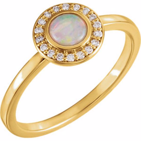 71821:601:P 14kt Yellow Opal & 1/10 CTW Diamond Ring 