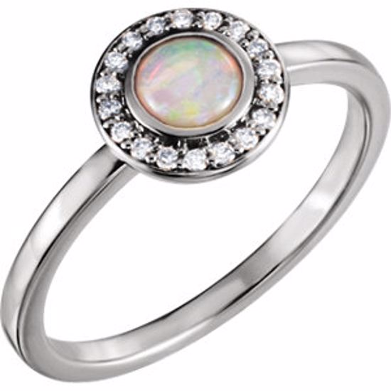 71821:603:P Platinum Opal & 1/10 CTW Diamond Ring 