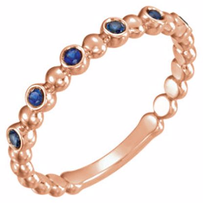 71814:602:P 14kt Rose Blue Sapphire Stackable Ring 