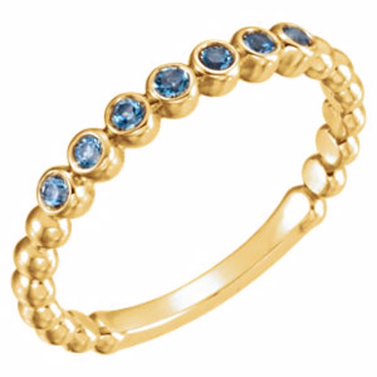 71813:601:P 14kt Yellow Aquamarine Stackable Ring 