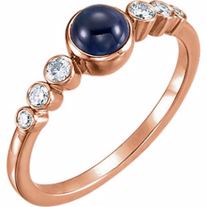 71826:602:P 14kt Rose Blue Sapphire & 1/6 CTW Diamond Ring