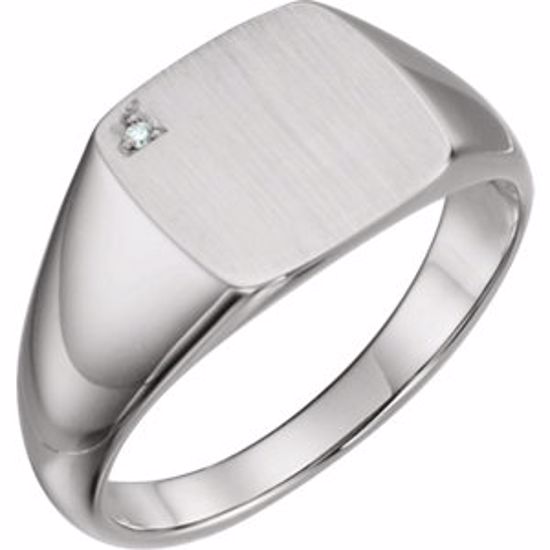 9832:600:P 14kt White .006 CTW Diamond Men's Signet Ring