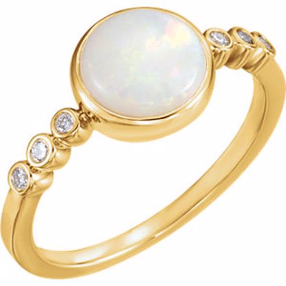 71824:601:P 14kt Yellow Opal & 1/8 CTW Diamond Ring
