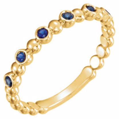 71814:601:P 14kt Yellow Blue Sapphire Stackable Ring 
