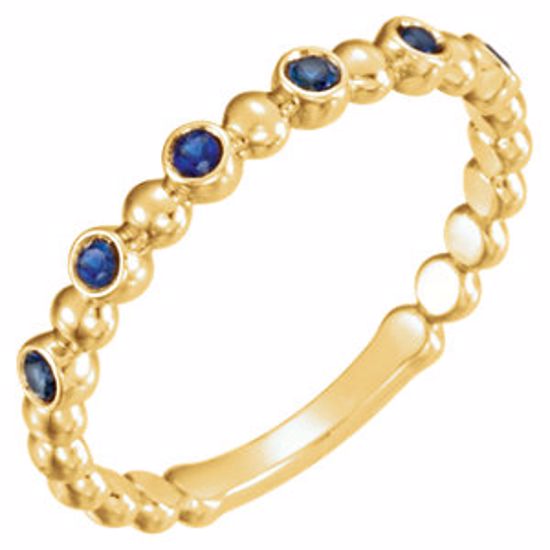 71814:601:P 14kt Yellow Blue Sapphire Stackable Ring 