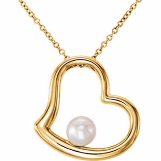 86315:601:P 14kt Yellow Freshwater Cultured Pearl Heart 18" Necklace