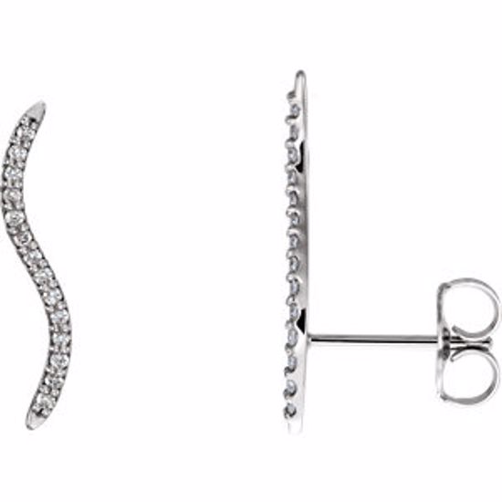 86371:600:P 14kt White 1/6 CTW Diamond Wavy Ear Climbers 