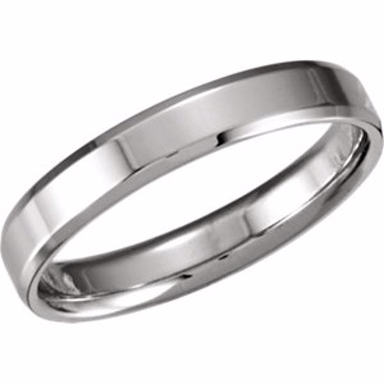 50672:112:P Sterling Silver 4mm Beveled Edge Comfort-Fit Band Size 16.5