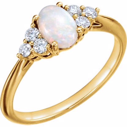 71812:601:P 14kt Yellow Opal & 1/5 CTW Diamond Ring