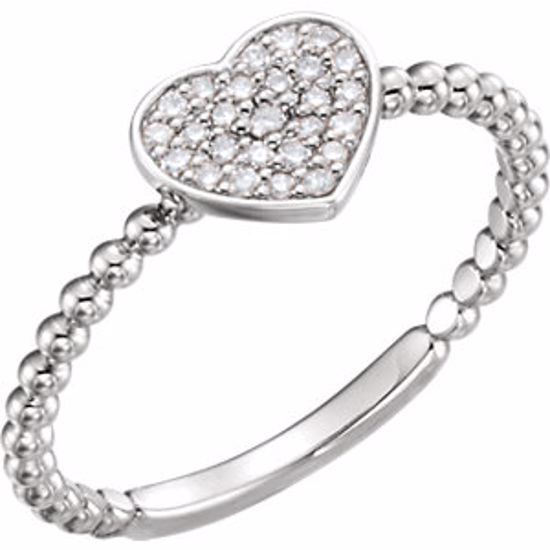 122819:604:P Sterling Silver 1/8 CTW Diamond Heart Bead Ring