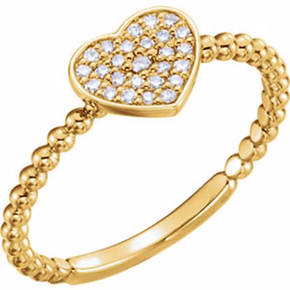 122819:601:P 14kt Yellow 1/8 CTW Diamond Heart Bead Ring