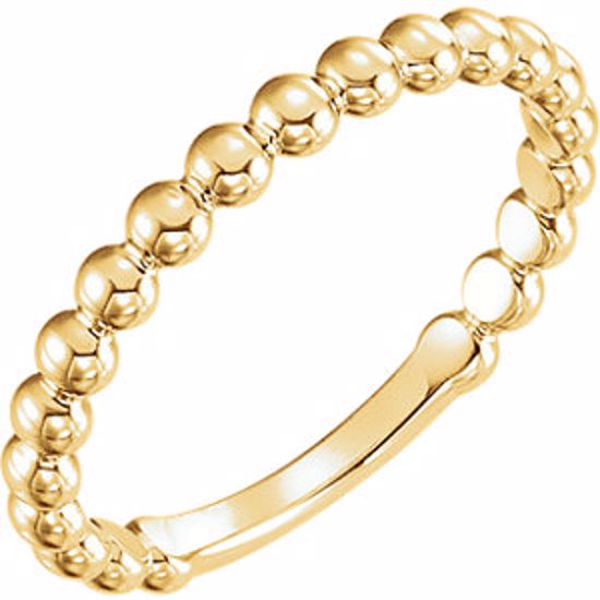 51608:1008:P 14kt Yellow 2.5mm Stackable Bead Ring