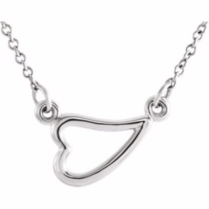 86418:101:P 14kt White Heart 16-18" Adjustable Necklace