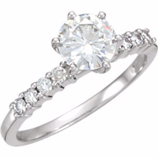 65756:60005:P Charles & Colvard Moissanite® & Diamond 6-Prong Engagement Ring or Band