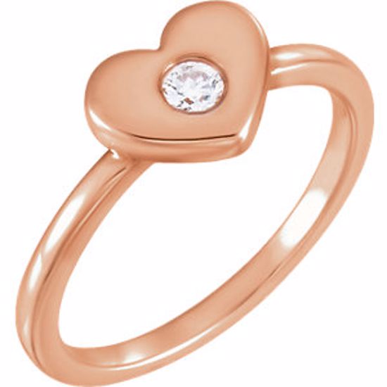 122822:602:P 14kt Rose 1/10 CTW Diamond Heart Ring 