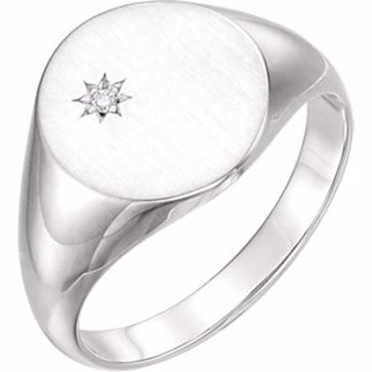 9833:6004:P Sterling Silver .02 CTW Diamond Signet Ring