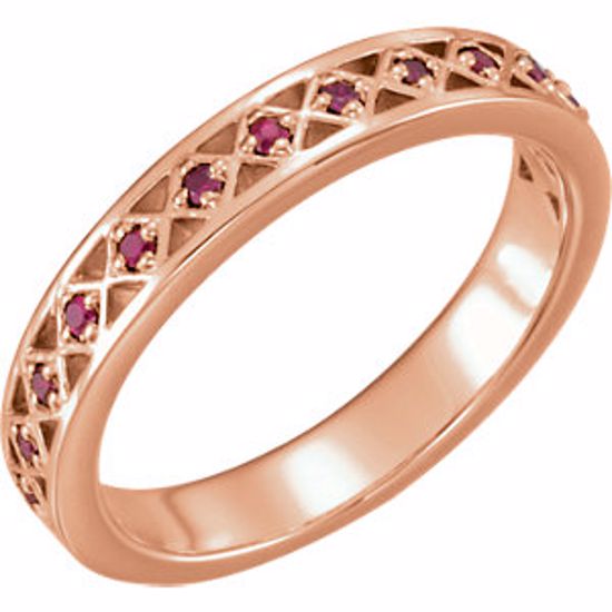 71831:602:P 14kt Rose 1.3 mm Ruby Stackable Ring