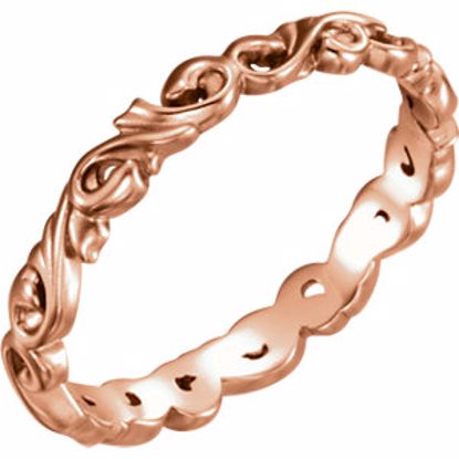 51579:3085:P 14kt Rose 3mm Sculptural Scroll Design Band Size 8.5
