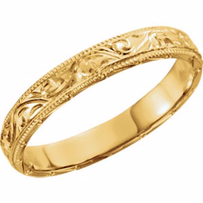 50093:107:P 14kt Yellow 3mm Hand Engraved Band Size 4.5