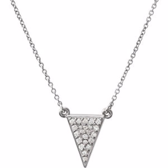 86423:600:P 14kt White 1/5 CTW Diamond Triangle 16.5" Necklace