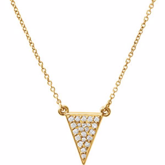 86423:601:P 14kt Yellow 1/5 CTW Diamond Triangle 16.5" Necklace