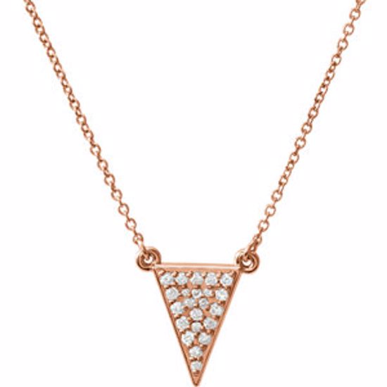 86423:602:P 14kt Rose 1/5 CTW Diamond Triangle 16.5" Necklace