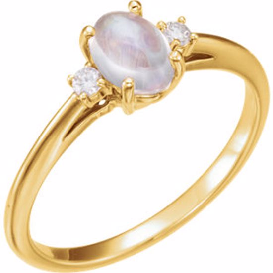 71811:601:P 14kt Yellow Rainbow Moonstone & .06 CTW Diamond Ring