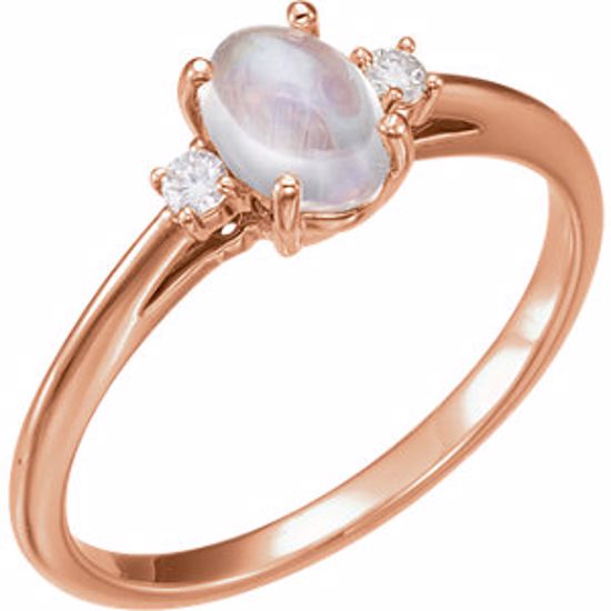 71811:602:P 14kt Rose Rainbow Moonstone & .06 CTW Diamond Ring