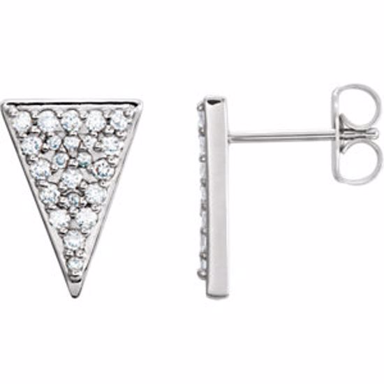 86376:600:P 14kt White 1/3 CTW Diamond Triangle Earrings with Backs 